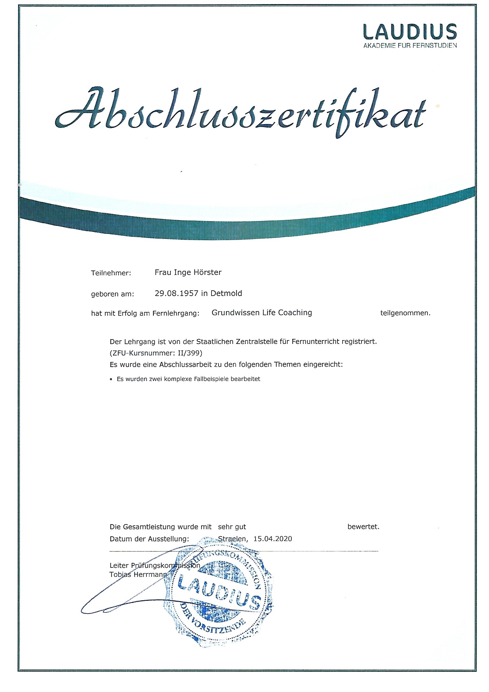 Zertifikat Life Coach
